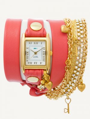 La Mer Collections Coral Gold Tokyo Crystal Chain Wrap Watch.jpg